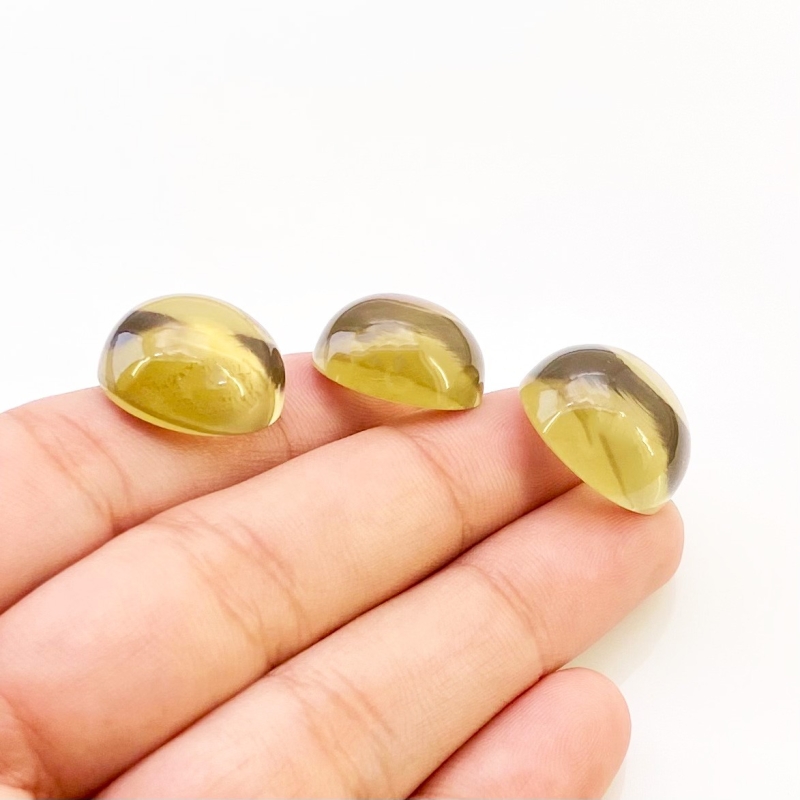 54.70 Cts. Olive Quartz 16-17mm Smooth Round Shape AAA Grade Matched Cabochons Set - Total 3 Pcs.