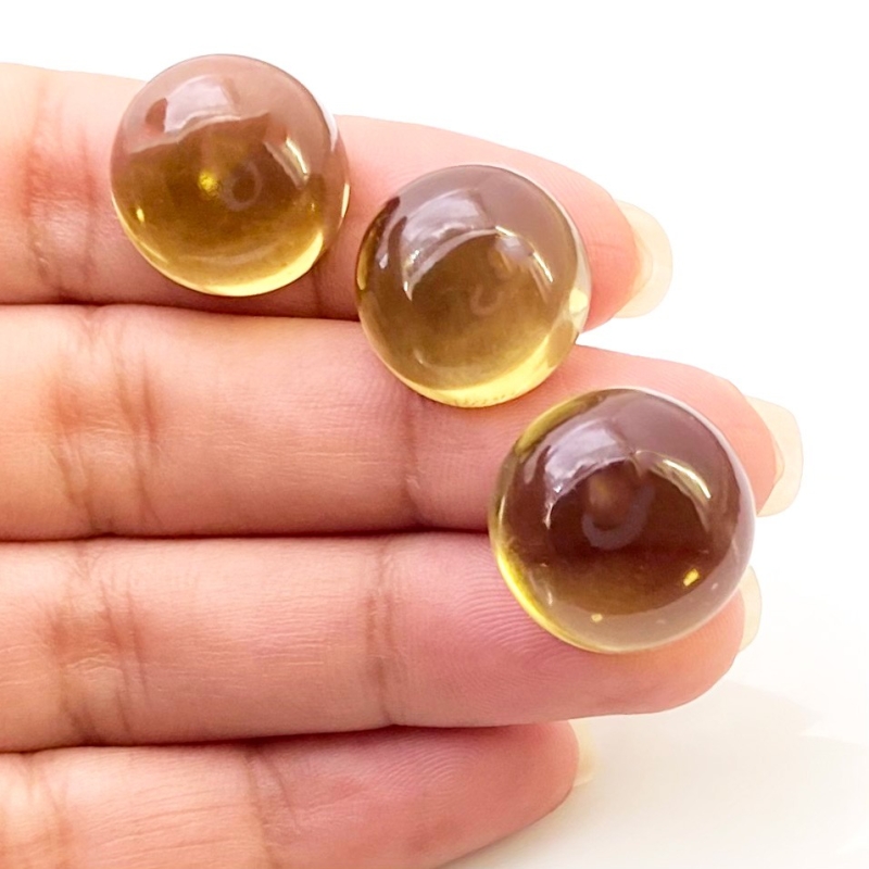 54.70 Cts. Olive Quartz 16-17mm Smooth Round Shape AAA Grade Matched Cabochons Set - Total 3 Pcs.