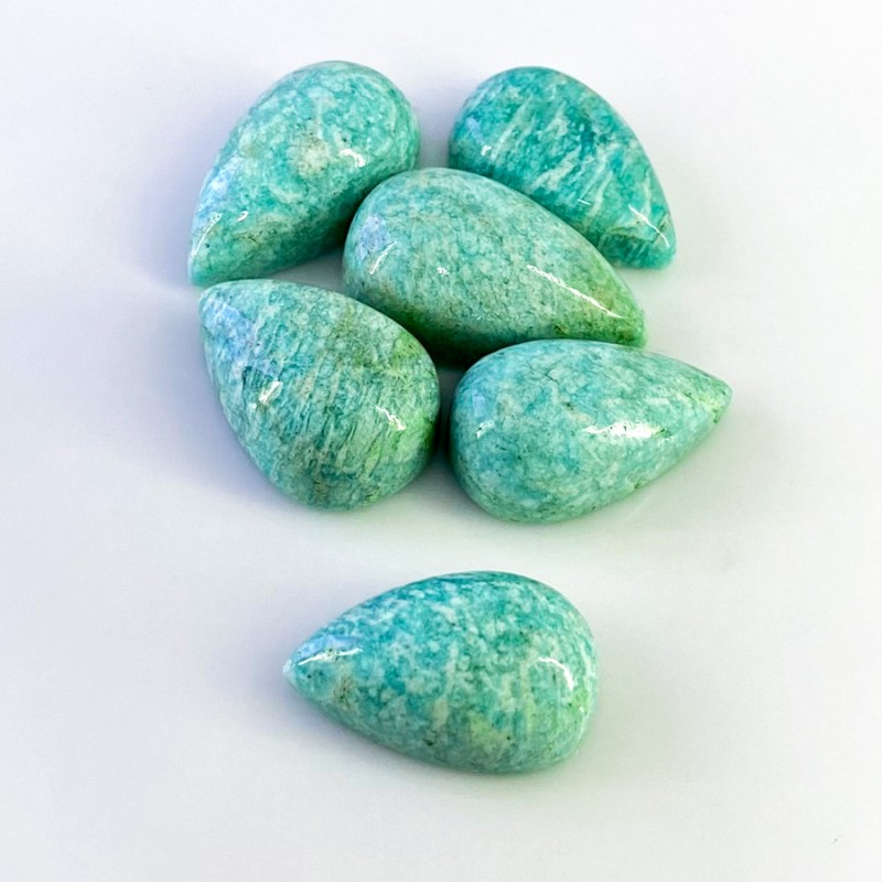 Amazonite Smooth Pear Shape AAA Grade Cabochon Parcel - 25x16-29x17.5mm - 6 Pc. - 191.25 Carat