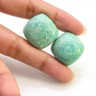 91.75 Carat Amazonite 22mm Smooth Square Cushion Shape AAA Grade Cabochons Parcel - Total 2 Pcs.