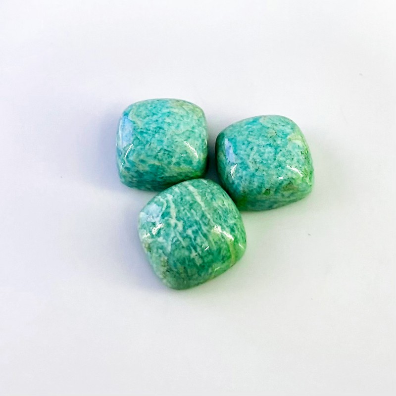 79.85 Carat Amazonite 18mm Smooth Square Cushion Shape AAA Grade Cabochons Parcel - Total 3 Pcs.
