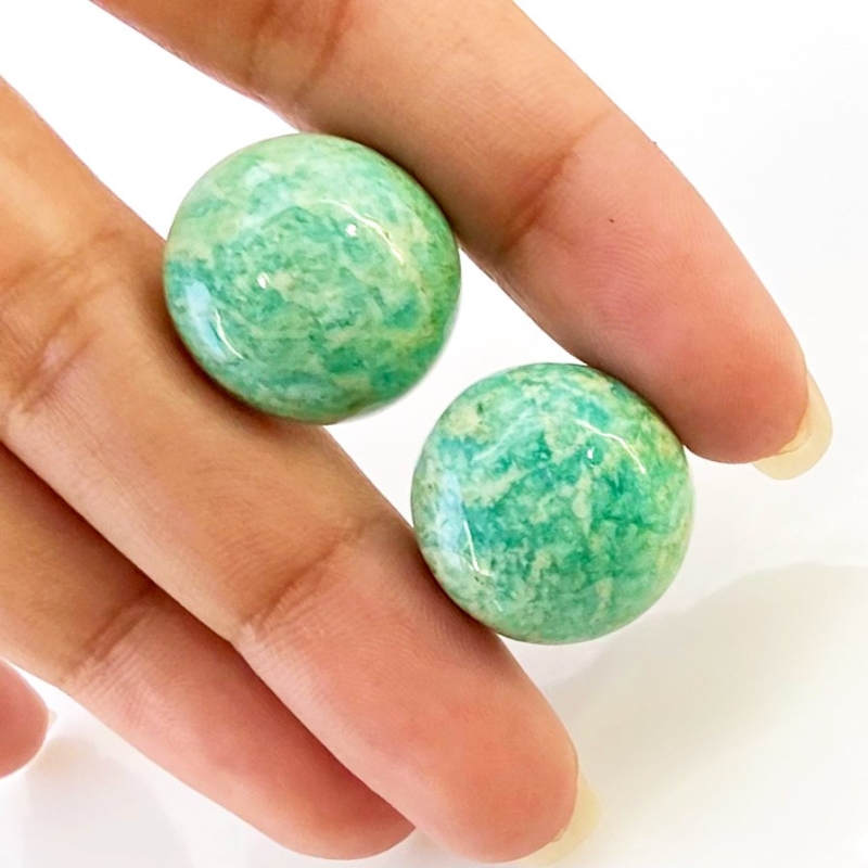 56.55 Carat Amazonite 19mm Smooth Round Shape AAA Grade Cabochons Parcel - Total 2 Pcs.