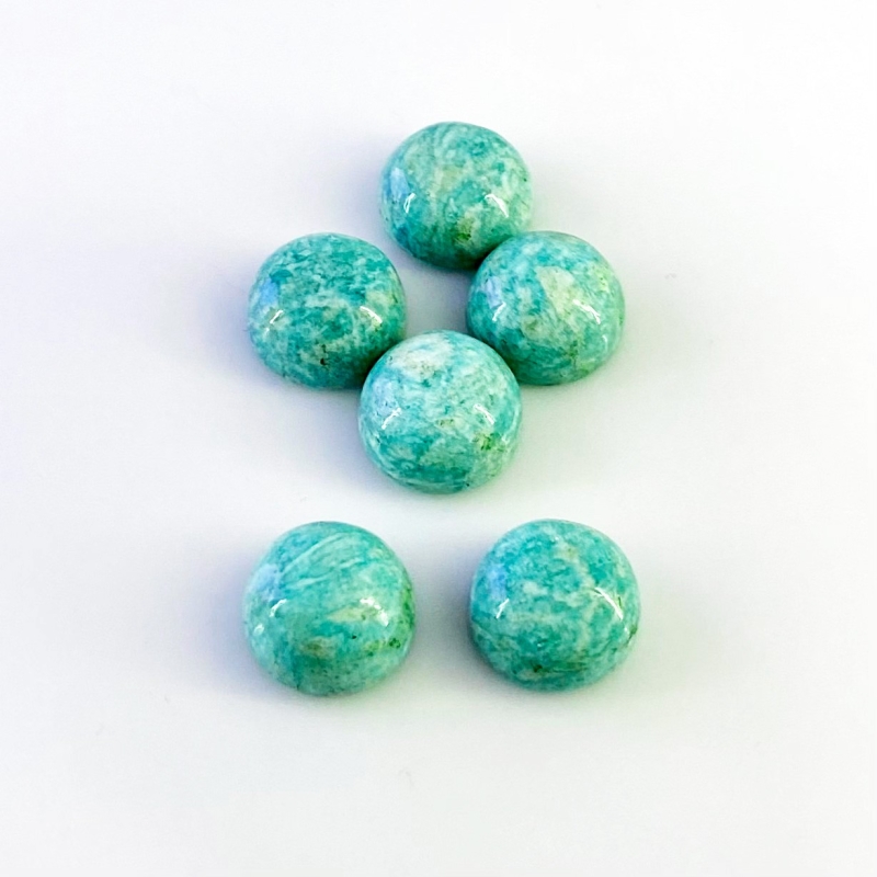 65.65 Carat Amazonite 14mm Smooth Round Shape AAA Grade Cabochons Parcel - Total 6 Pcs.