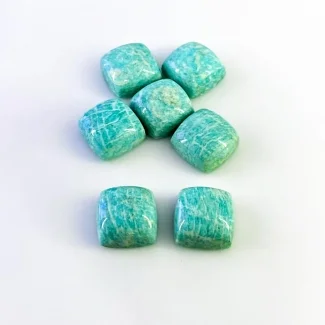 115.45 Cts. Amazonite 15mm Smooth Square Cushion Shape AA Grade Cabochons Parcel - Total 7 Pcs.