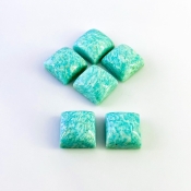111.50 Cts. Amazonite 15mm Smooth Square Shape AA Grade Cabochons Parcel - Total 6 Pcs.