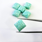 111.50 Cts. Amazonite 15mm Smooth Square Shape AA Grade Cabochons Parcel - Total 6 Pcs.