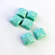 111.50 Cts. Amazonite 15mm Smooth Square Shape AA Grade Cabochons Parcel - Total 6 Pcs.