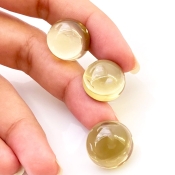 46.60 Cts. Olive Quartz 15.5-17mm Smooth Round Shape AAA Grade Matched Cabochons Set - Total 3 Pcs.