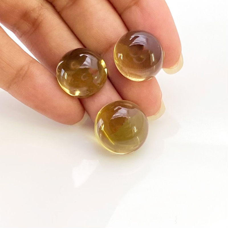 46.60 Cts. Olive Quartz 15.5-17mm Smooth Round Shape AAA Grade Matched Cabochons Set - Total 3 Pcs.