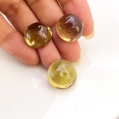 46.60 Cts. Olive Quartz 15.5-17mm Smooth Round Shape AAA Grade Matched Cabochons Set - Total 3 Pcs.
