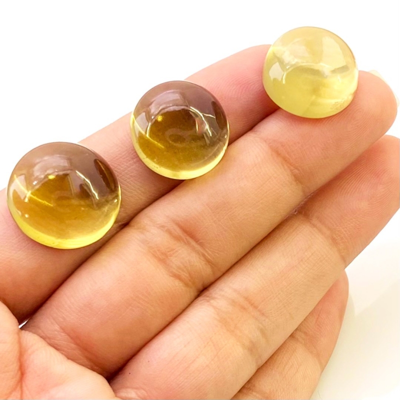 46.60 Cts. Olive Quartz 15.5-17mm Smooth Round Shape AAA Grade Matched Cabochons Set - Total 3 Pcs.