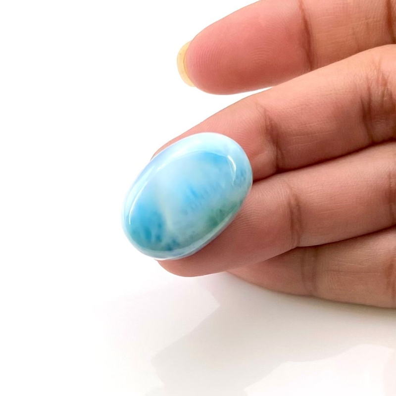 29.80 Carat Larimar 24x16mm Smooth Oval Shape AA Grade Loose Cabochon - Total 1 Pc.