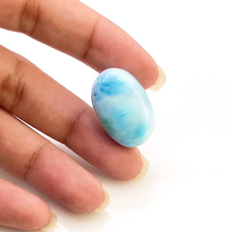 29.80 Carat Larimar 24x16mm Smooth Oval Shape AA Grade Loose Cabochon - Total 1 Pc.