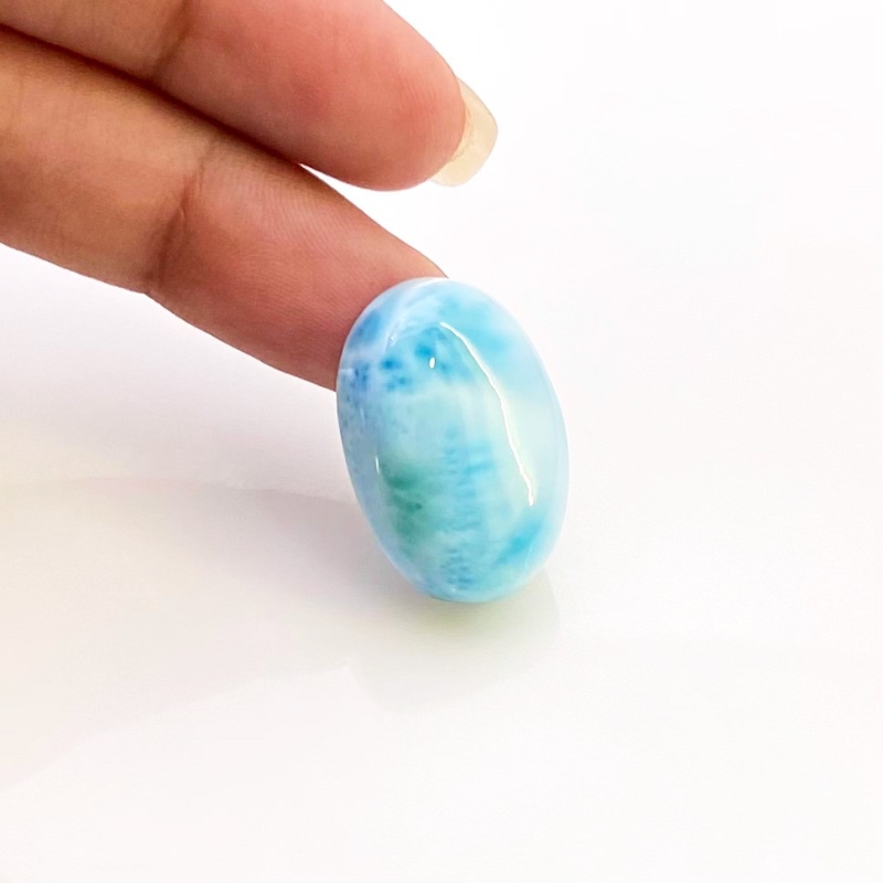 29.80 Carat Larimar 24x16mm Smooth Oval Shape AA Grade Loose Cabochon - Total 1 Pc.