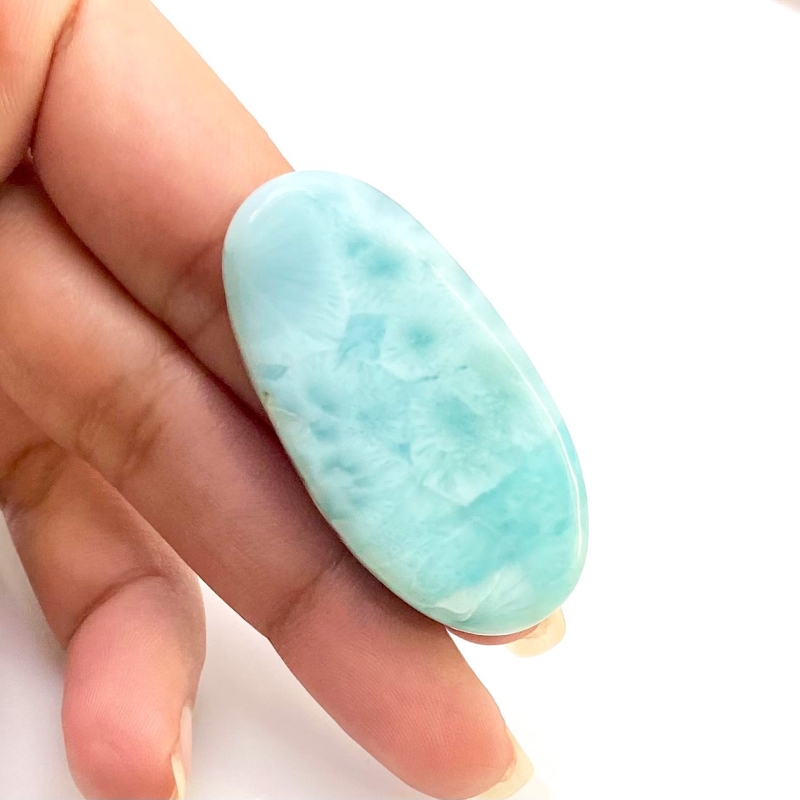 65.85 Carat Larimar 44x22mm Smooth Oval Shape AA Grade Loose Cabochon - Total 1 Pc.