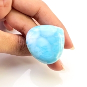 83.50 Carat Larimar 33mm Smooth Heart Shape AA Grade Loose Cabochon - Total 1 Pc.
