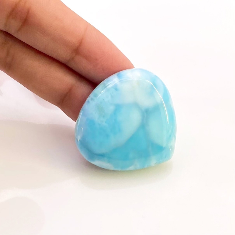 83.50 Carat Larimar 33mm Smooth Heart Shape AA Grade Loose Cabochon - Total 1 Pc.