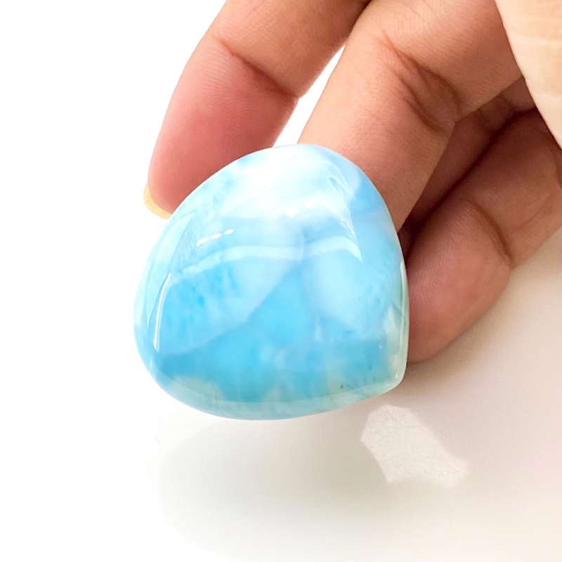83.50 Carat Larimar 33mm Smooth Heart Shape AA Grade Loose Cabochon - Total 1 Pc.