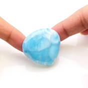 83.50 Carat Larimar 33mm Smooth Heart Shape AA Grade Loose Cabochon - Total 1 Pc.