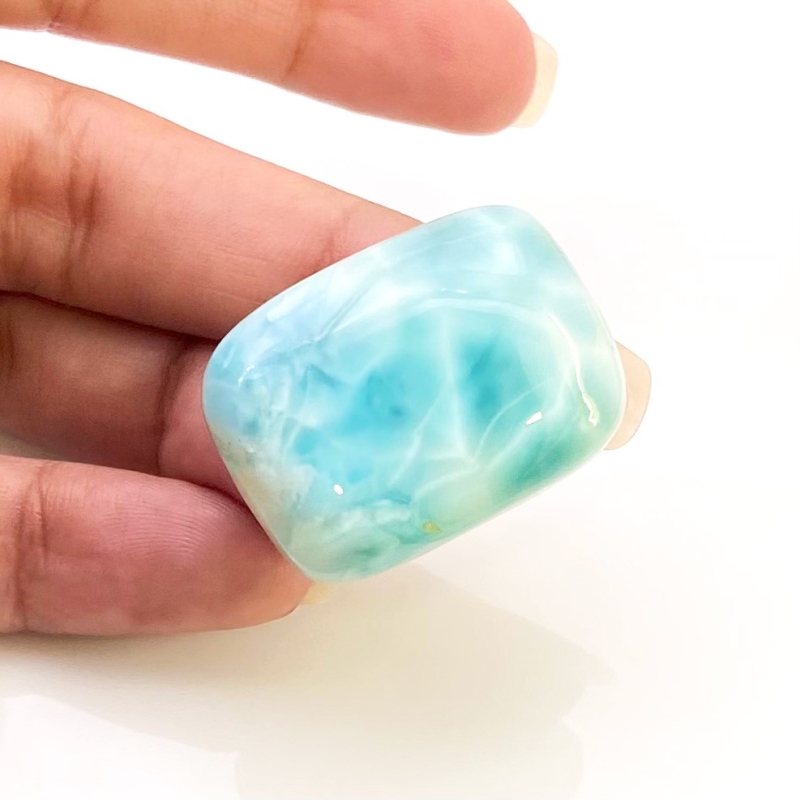 50.70 Carat Larimar 29x21mm Smooth Cushion Shape AA Grade Loose Cabochon - Total 1 Pc.