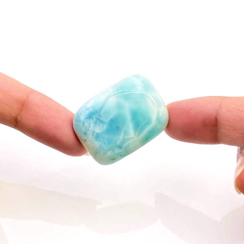 50.70 Carat Larimar 29x21mm Smooth Cushion Shape AA Grade Loose Cabochon - Total 1 Pc.