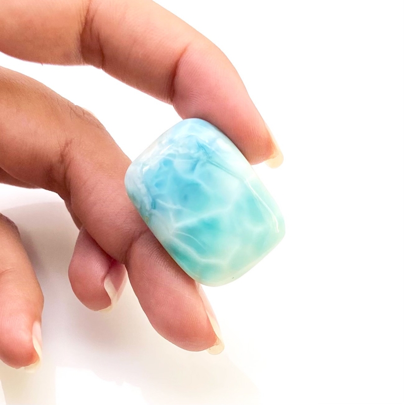50.70 Carat Larimar 29x21mm Smooth Cushion Shape AA Grade Loose Cabochon - Total 1 Pc.