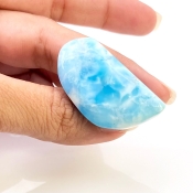 53 Carat Larimar 39x21mm Smooth Fancy Shape AA Grade Loose Cabochon - Total 1 Pc.