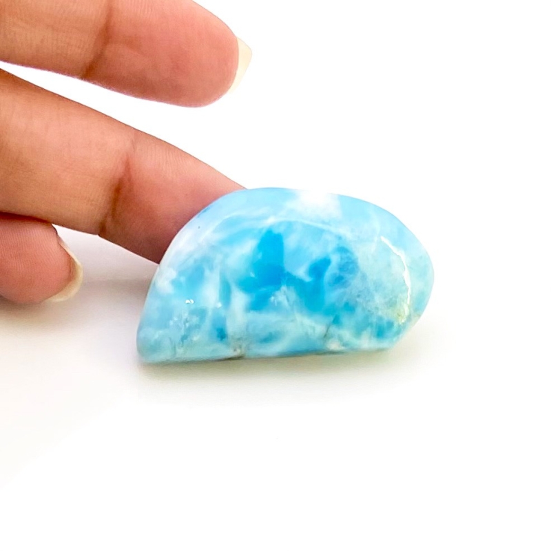 53 Carat Larimar 39x21mm Smooth Fancy Shape AA Grade Loose Cabochon - Total 1 Pc.