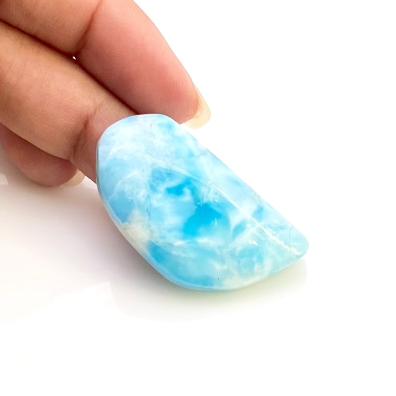 53 Carat Larimar 39x21mm Smooth Fancy Shape AA Grade Loose Cabochon - Total 1 Pc.