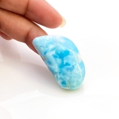 53 Carat Larimar 39x21mm Smooth Fancy Shape AA Grade Loose Cabochon - Total 1 Pc.