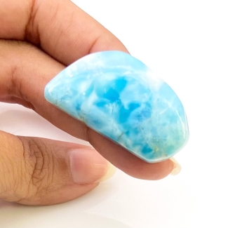 53 Carat Larimar 39x21mm Smooth Fancy Shape AA Grade Loose Cabochon - Total 1 Pc.