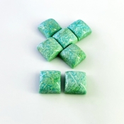 127.75 Cts. Amazonite 15mm Smooth Square Shape AA Grade Cabochons Parcel - Total 7 Pcs.