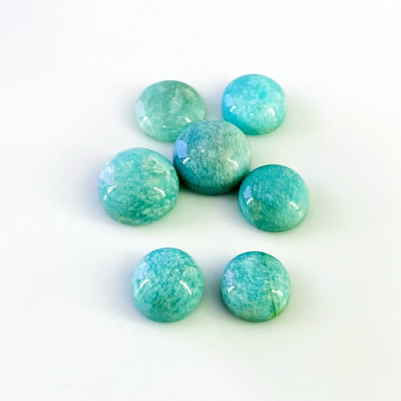 84.2 Carat Amazonite 13-16mm Smooth Round Shape AA Grade Cabochons Parcel - Total 7 Pcs.