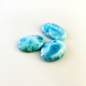 61.30 Carat Larimar 24x16-24x15mm Smooth Oval Shape AA Grade Cabochons Parcel - Total 3 Pcs.