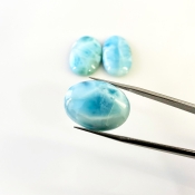 61.30 Carat Larimar 24x16-24x15mm Smooth Oval Shape AA Grade Cabochons Parcel - Total 3 Pcs.