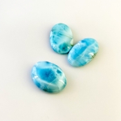 61.30 Carat Larimar 24x16-24x15mm Smooth Oval Shape AA Grade Cabochons Parcel - Total 3 Pcs.