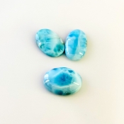 61.30 Carat Larimar 24x16-24x15mm Smooth Oval Shape AA Grade Cabochons Parcel - Total 3 Pcs.