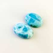 88.55 Carat Larimar 28x22-29x20mm Smooth Oval Shape AA Grade Cabochons Parcel - Total 2 Pcs.