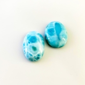 88.55 Carat Larimar 28x22-29x20mm Smooth Oval Shape AA Grade Cabochons Parcel - Total 2 Pcs.