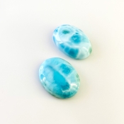 88.55 Carat Larimar 28x22-29x20mm Smooth Oval Shape AA Grade Cabochons Parcel - Total 2 Pcs.