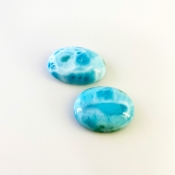 88.55 Carat Larimar 28x22-29x20mm Smooth Oval Shape AA Grade Cabochons Parcel - Total 2 Pcs.