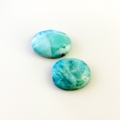 65 Carat Larimar 23x19-26x19mm Smooth Oval Shape AA Grade Cabochons Parcel - Total 2 Pcs.