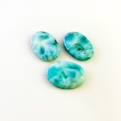 53.65 Carat Larimar 24x17mm Smooth Oval Shape AA Grade Cabochons Parcel - Total 3 Pcs.