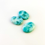 53.65 Carat Larimar 24x17mm Smooth Oval Shape AA Grade Cabochons Parcel - Total 3 Pcs.