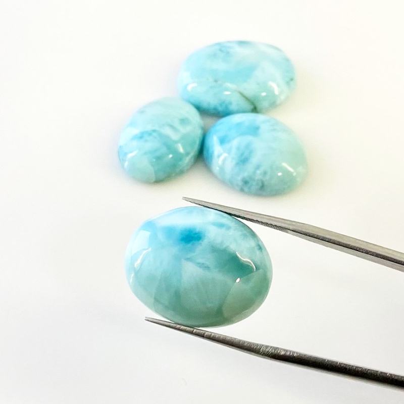 67.3 Carat Larimar 18x14-22x16mm Smooth Oval Shape AA Grade Cabochons Parcel - Total 4 Pcs.