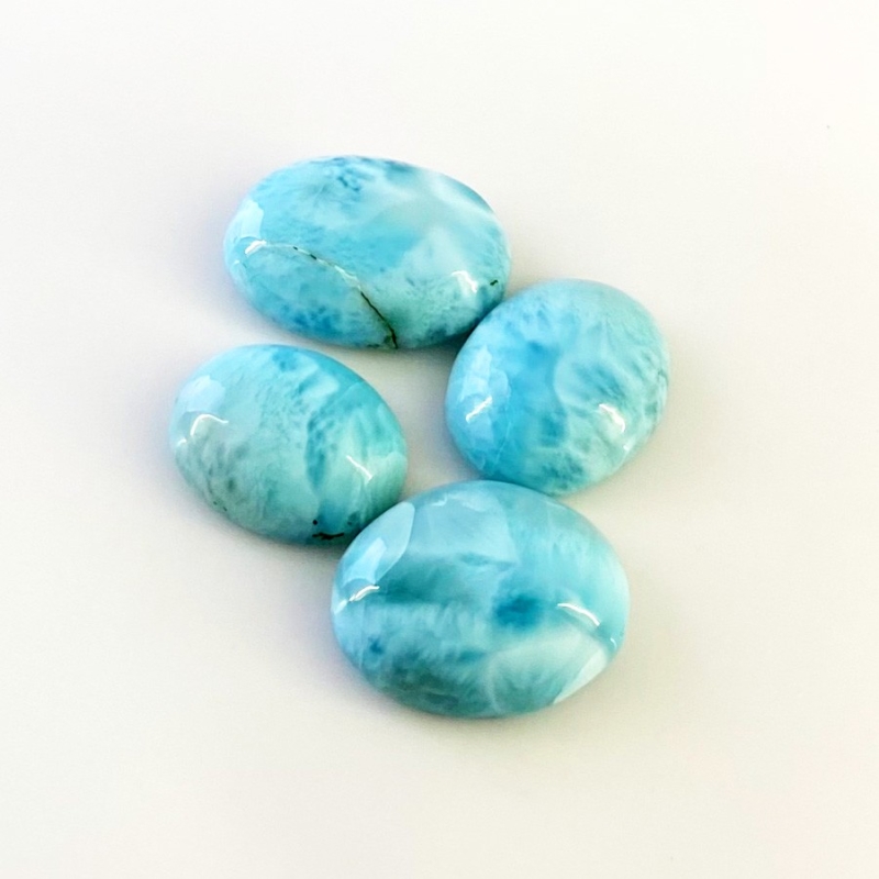 67.3 Carat Larimar 18x14-22x16mm Smooth Oval Shape AA Grade Cabochons Parcel - Total 4 Pcs.