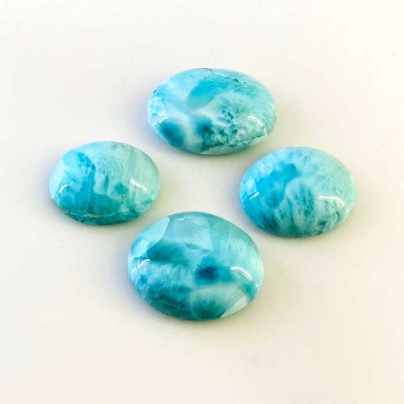 67.3 Carat Larimar 18x14-22x16mm Smooth Oval Shape AA Grade Cabochons Parcel - Total 4 Pcs.