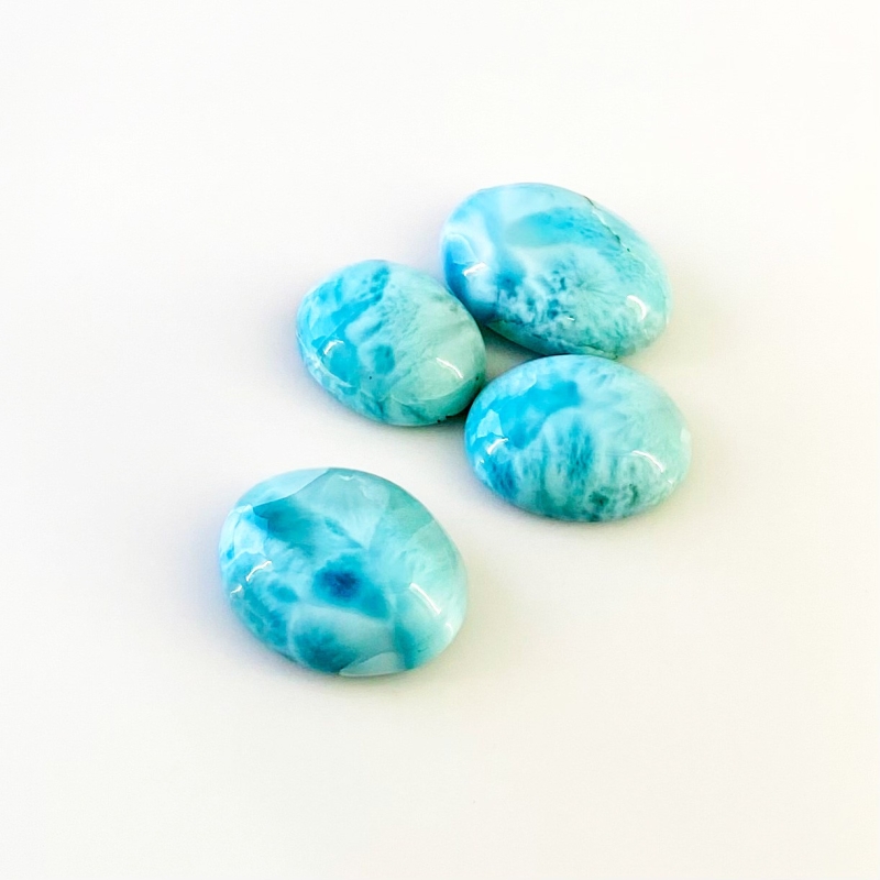 67.3 Carat Larimar 18x14-22x16mm Smooth Oval Shape AA Grade Cabochons Parcel - Total 4 Pcs.