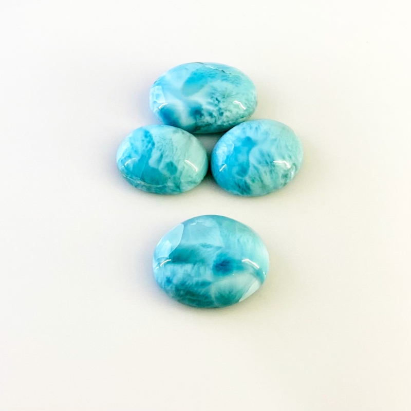 67.3 Carat Larimar 18x14-22x16mm Smooth Oval Shape AA Grade Cabochons Parcel - Total 4 Pcs.