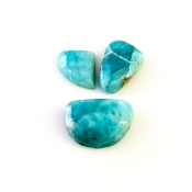 76.6 Carat Larimar 23x17-16x17.5mm Smooth Fancy Shape AA Grade Cabochons Parcel - Total 3 Pcs.